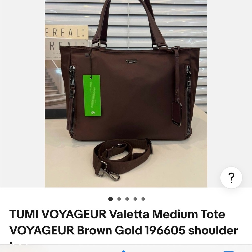 TUMI Chocolate Brown Tote with Gold Accents voyageur valetta